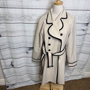 Elle Cream Trench Coat with Black Trim